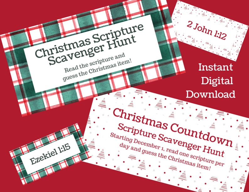 Christmas Scripture Scavenger Hunt Countdown INSTANT DIGITAL DOWNLOAD ...