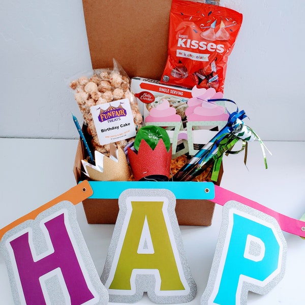 Birthday in a Box Gift Box, Popcorn Birthday Gift Box, Quarantine Birthday, Birthday Party Box, Virtual Birthday Party, Party in a box