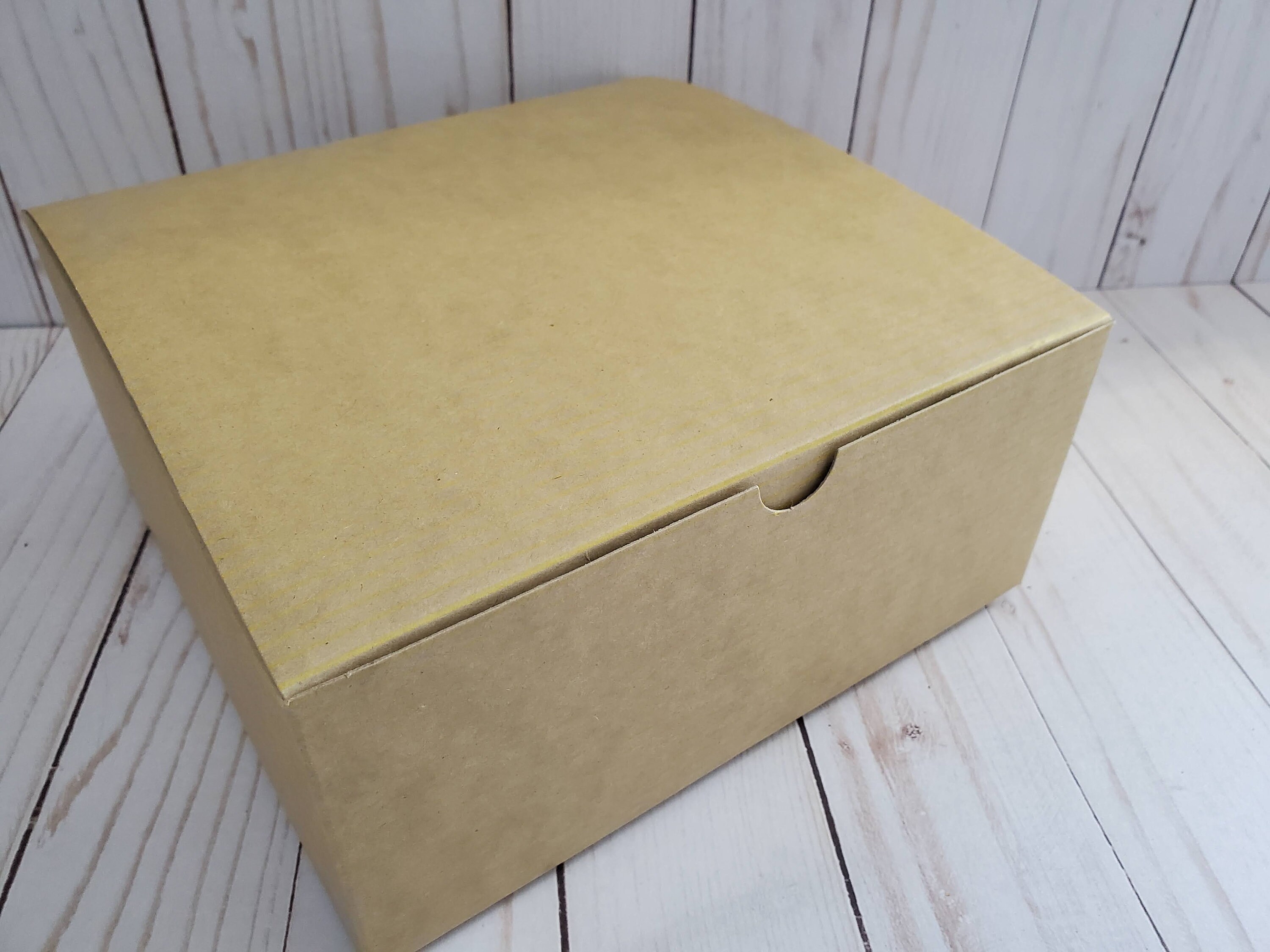 Empty Kraft Pinstripe Gift Boxes With Hinged Lid Measuring Etsy