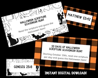 Halloween Scripture Scavenger Hunt, Religious Game (Instant Digital Download)