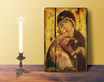 Virgin of Vladimir with Baby Jesus Christ Icon MEDIUM 14x20cm-5.5x7.9in Greek Orthodox Religious Wall Hanging Icon Russian Religious Symbol