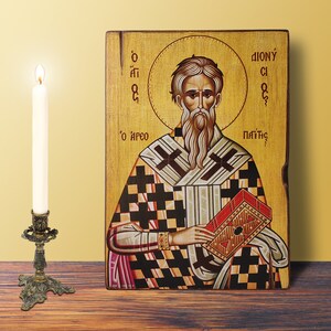 Saint Dionysios icon MEDIUM 14x20cm-5.51x7.87in Byzantine Greek Orthodox Handmade Wooden Icon birthday name-day home-warming gift