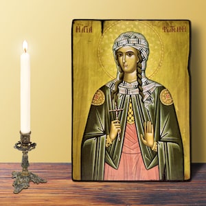 Saint Photina the Samaritan SMALL 10x14cm-3.94x5.51in Byzantine Greek Orthodox Handmade Wooden Icon, birthday name-day home-warming gift