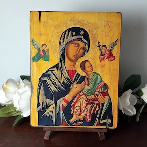 Our Lady of Perpetual Help, Virgin Mary of Passion Icon LARGE 19x26cm-7.48x10.24in Christian Icon, Religious Symbol