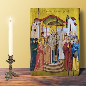 Exaltation of the Holy Cross Icon Large 19x26cm-7.48x10.24in Greek Byzantine Orthodox Handcrafted Wooden Icon