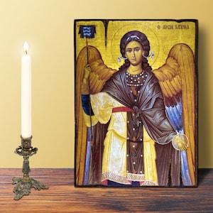 Archangel Gabriel Icon, SMALL 10x14cm-3.94x5.51in Byzantine, Greek Orthodox, Handmade Wooden Icon, name-day, birthday, graduation