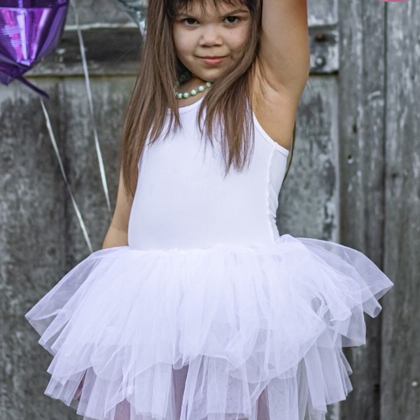 White Racerback Leotard Tutu - Birthday Tutu - Dance Ballet Tutu - Photoshoot Tutu - Toddler Tutu - Party - Princess  Tutu - Tulle Skirt