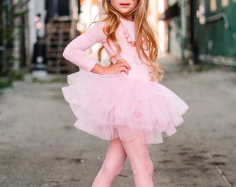 PINK Long Sleeve Leotard Tutu - Birthday Tutu - Dance Ballet Tutu - Photoshoot Tutu - Toddler Tutu - Party - Princess  Tutu - Halloween Tutu