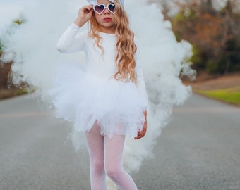 WHITE Long Sleeve Leotard Tutu - Birthday Tutu - Dance Ballet Tutu - Photoshoot Tutu - Toddler Tutu - Party - Princess Tutu - Halloween Tutu