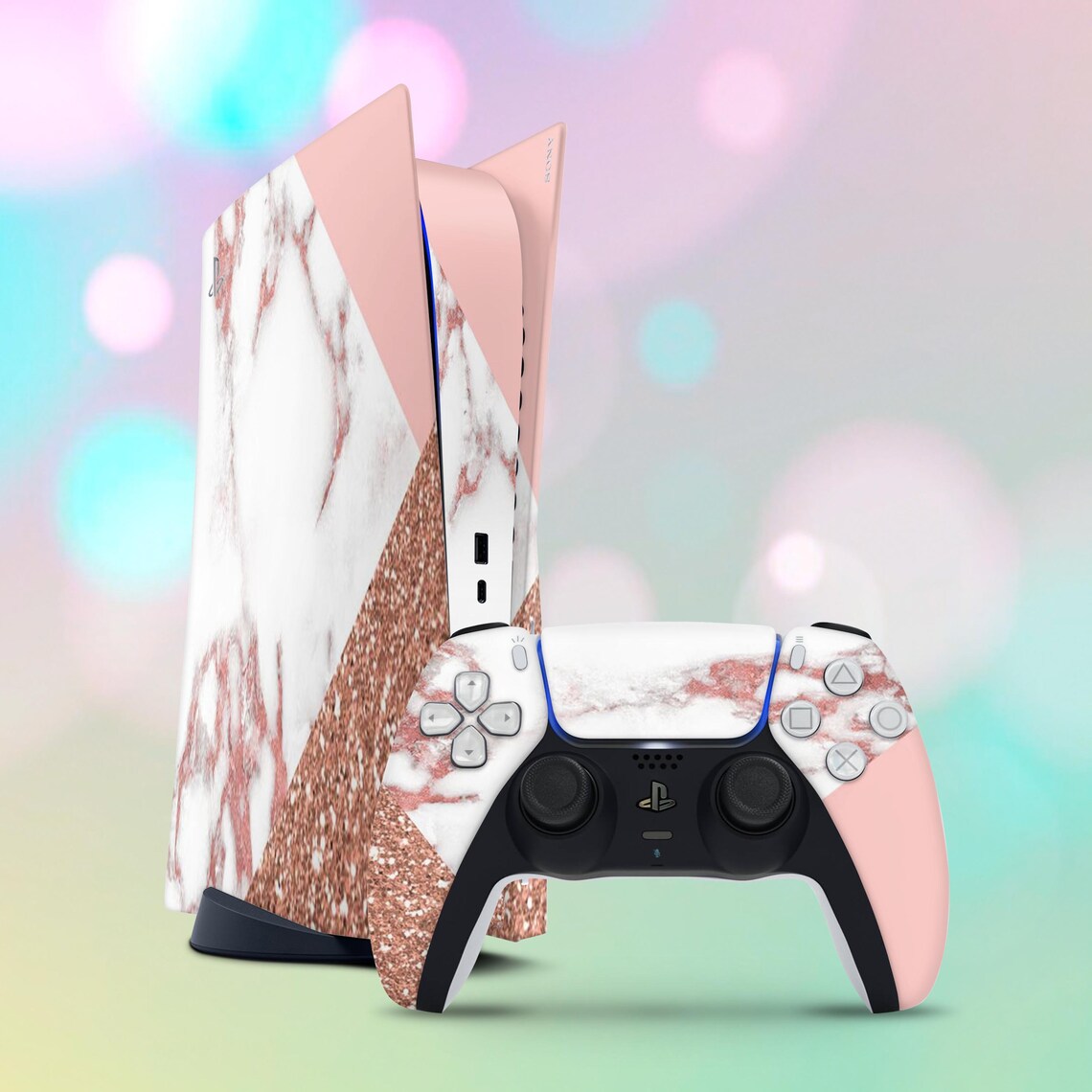 White Gold Marble PS5 Skin PS4 Pro Pink Vinyl Sticker Wrap Etsy