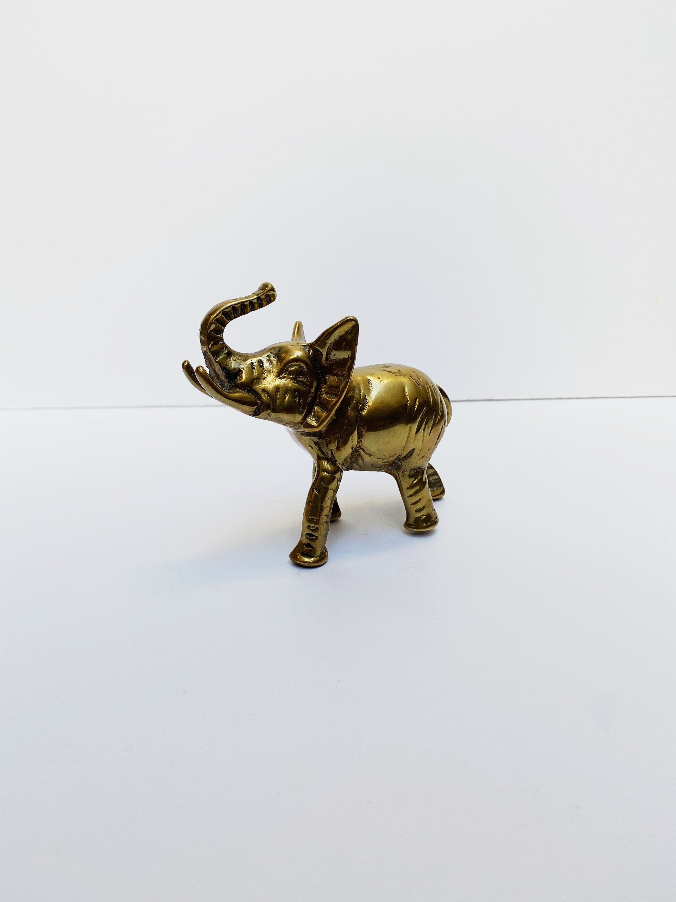 Vintage Brass Elephant Figurine . Metal Wildlife Knick Knack . Etsy