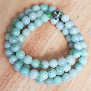 Type A Light Green Jadeite Bead Necklace - average 10.0mm size