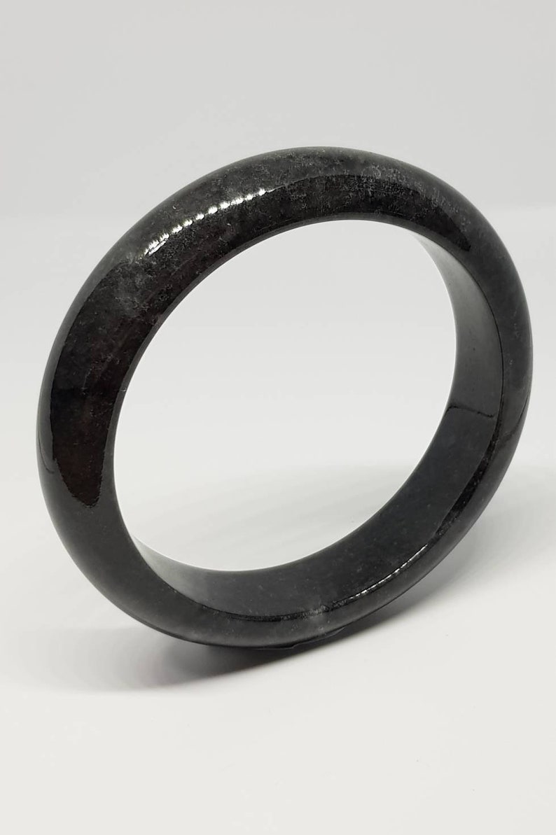 55.6mm Black with specks of Grey Bangle JB55601450102-B Type A Burmese Black Jadeite Bangle