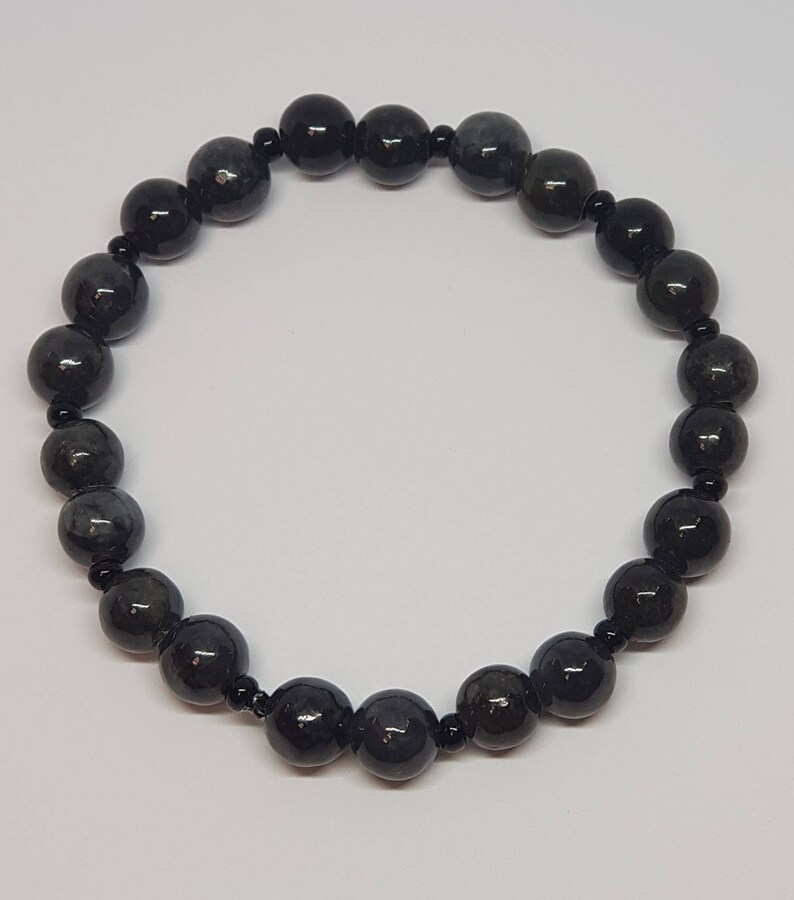 Type A Burmese Black Jadeite Bead Bracelet average 7mm size | Etsy