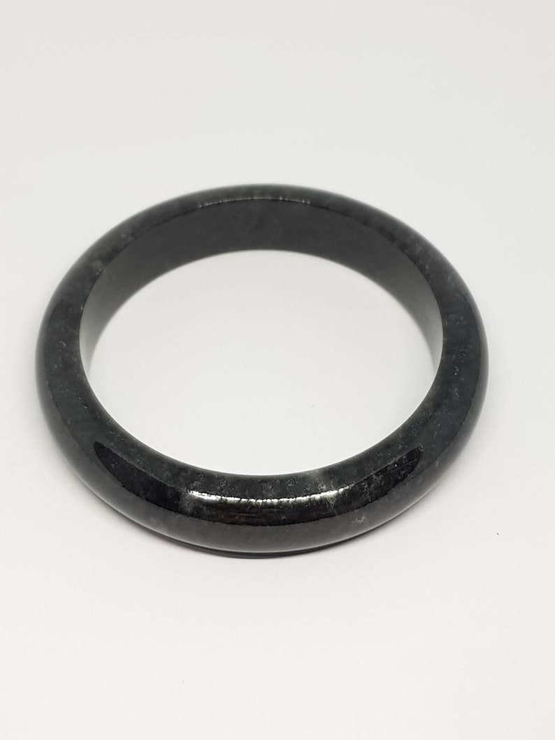55.6mm Black with specks of Grey Bangle JB55601450102-B Type A Burmese Black Jadeite Bangle