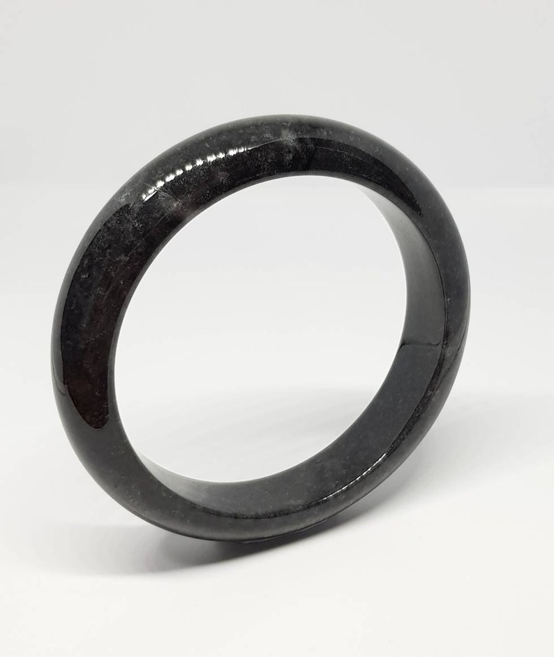 55.6mm Black with specks of Grey Bangle JB55601450102-B Type A Burmese Black Jadeite Bangle
