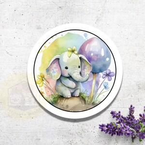 Spring Elephant Stickers, Elephant Mail Stickers, Elephant Stationary Stickers, Cute Elephant Stickers, Elephant Lover Gift, Easter Stickers