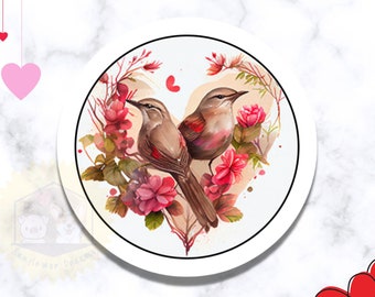 Handmade Mockingbird Stickers, Bird Stationery, Floral Design