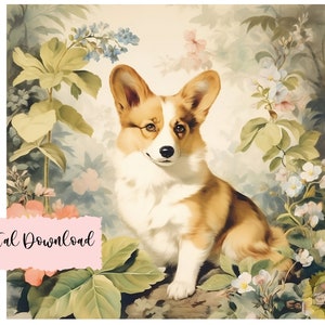 Aquarell Corgis digitale Kunst, Corgis Illustration, Corgis png, Tierkunst, Kinderzimmerkunst, Kunst für Kinderzimmer, Hund Digital Art