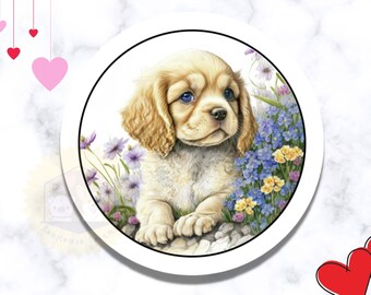 Handmade Cocker Spaniel Puppy Stickers, Mail Stickers, Gift Stickers