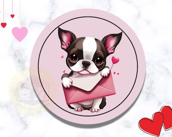 Handmade Boston Terrier Stickers, Dog Mom Gift (30 Per Sheet)
