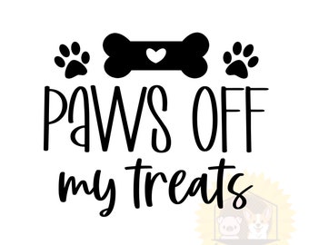 Dog Treat Jar Decal: Paws Off Sticker, Waterproof Vinyl