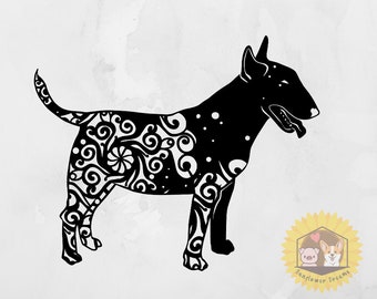 Bull Terrier Mandala Decal: Dog Car Sticker, Laptop Decal