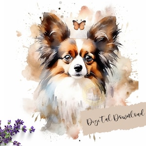 Schattige Papillon puppy illustratie, Papillon digitale kunst, Papillon illustratie, Papillon png, digitale kunst voor kinderkamer, hond kunst