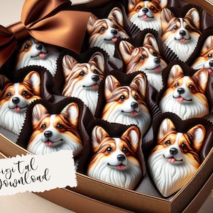 Corgis Illustration, Hundeförmige digitale Pralinen, niedliche Hundeillustration, Corgis Png, Kartenherstellung, Scrapbooking, Valentinstag Hund