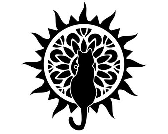 Celestial Cat Mandala Vinyl Decal: Car/Truck Window Sticker