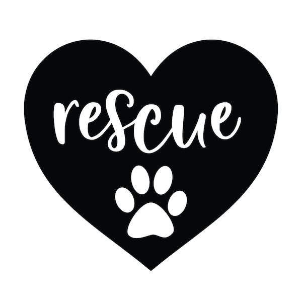 Rescue Vinyl Decal, Rescue Decal, Rescue Laptop Decal, Dog Rescue Mom, Rescue Vinyl Stickers, Rescue Window Decal, Rescue Dad