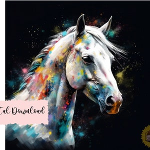 Aquarelle cheval art numérique, illustration de cheval, cheval png, art animalier, art numérique cheval, téléchargement numérique cheval