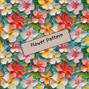 Padrão de flores tropicais, papel digital de flores, arte digital de flores, criação de cartões, padrão floral, papel de parede de flores, scrapbooking