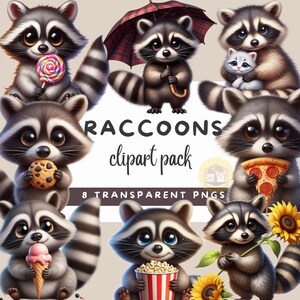 Clipart raton laveur, raton laveur Png, illustration mignon de raton laveur, clipart animal mignon, amateur de raton laveur, scrapbooking, art de la fabrication de cartes, raton laveur kawaii