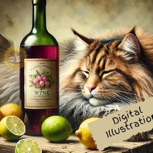 Italian Maine Coon, Cat Digital Art, Watercolor Cat Illustration, Maine Coon Png, Card Art, Card Making, Scrapbooking, Cat Lover