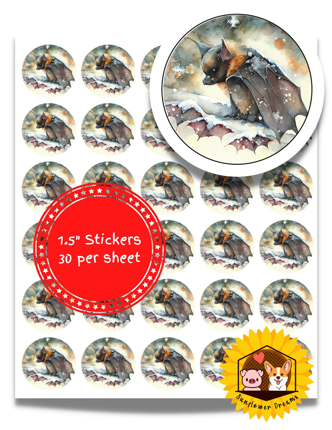 Bat Stickers, Bat Mail Stickers, Bat Card Stickers, Bat Card Labels ...