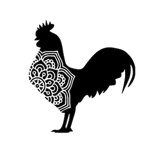 Rooster Decal, Rooser Mandala Sticker, Rooster Laptop Decal, Rooster Sticker, Chicken Sticker, Bird Sticker