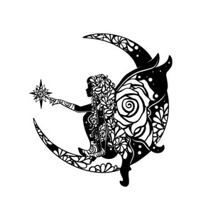 Fairy Moon Decal, Fairy Decal, Truck Window Decal, Handmade, Vinyl Car Decal, Fairy Sticker, Fairy Tumbler Decal, Fairy Lover Gift