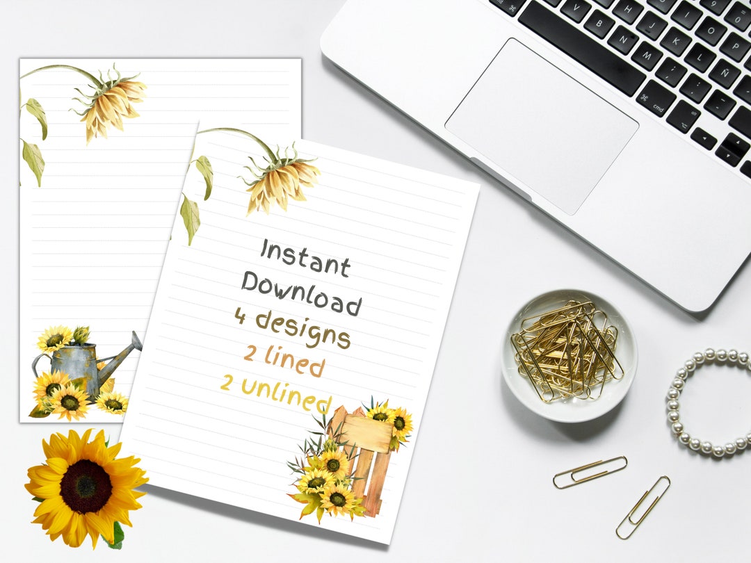 Printable Sunflower Stationery, Rustic Sunflower Stationery, Christmas ...