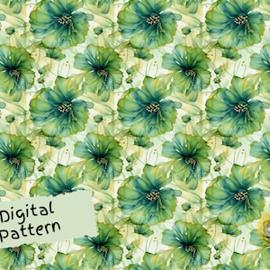 Grünes Blumenmuster, Blume Digitales Papier, digitale Kunst, Kartenherstellung, Scrapbooking, digitale Tapete, Blumenmuster