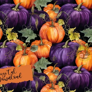 Pumpkin Seamless Pattern: Fall Digital Art (Digital Download)