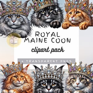 Majestätisch Maine Coon Clipart, digitaler Download für DIY Basteln & Designs, Kartenherstellung, Scrapbooking, Tier Clipart, Maine Coon Png, Journal Art