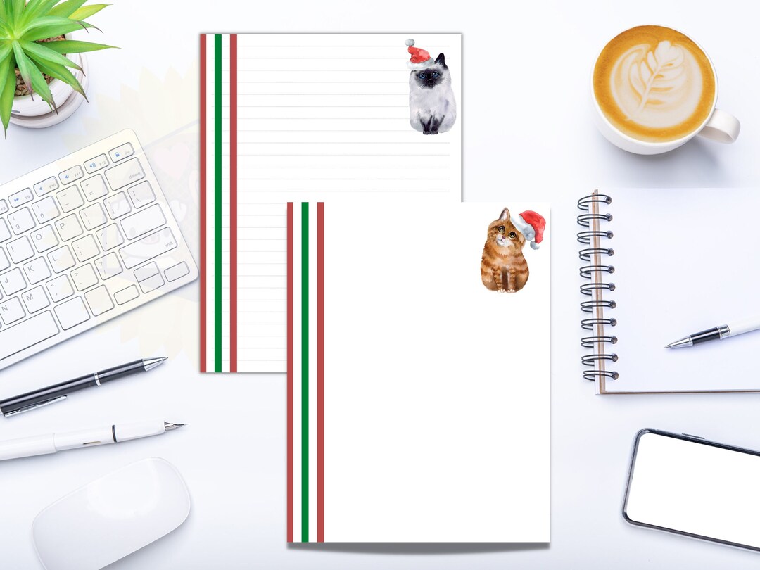 Printable Cat Stationery, Christmas Cat Stationery, Christmas Party ...