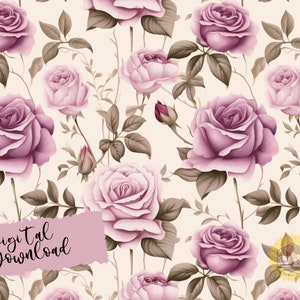 Padrão de flor de rosa, Padrão sem emenda de flor, Arte digital, Arte de cartão de flor, Padrão floral, Papel de parede de flor, Download digital, Scrapbooking