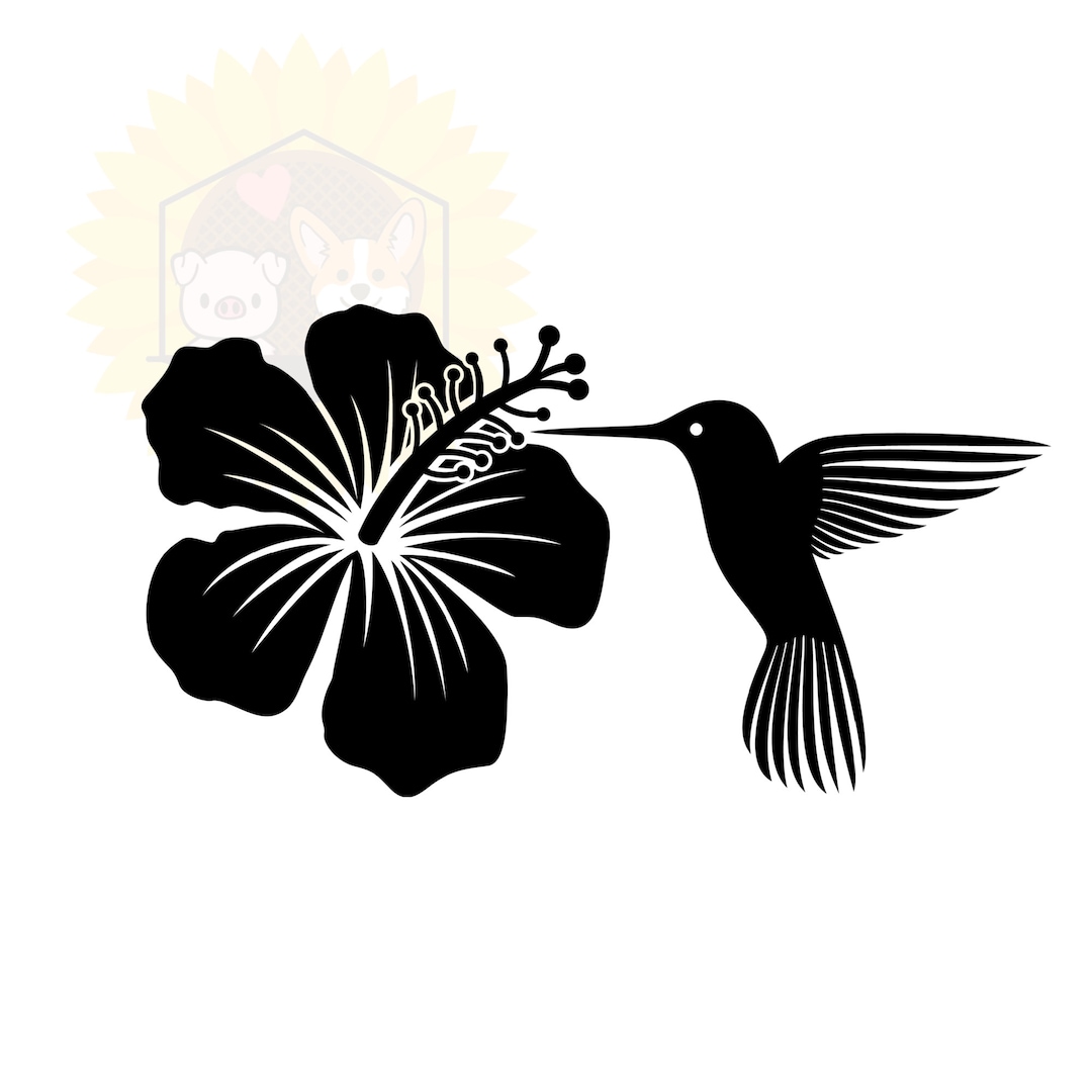 Hummingbird Vinyl Decal, Hummingbird Hibiscus Decal, Hummingbird Decal ...