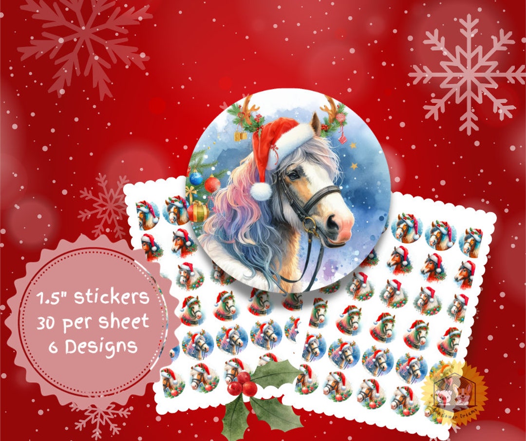 Horse Stickers Holiday Horse Stickers Horse Card Stickers Etsy