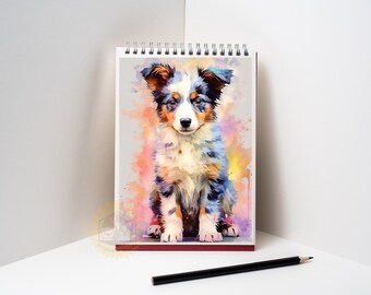 Border Collie Puppy Watercolor Illustration: Nursery Art (digital