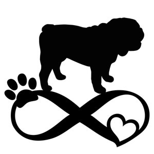 Bulldog Infinity Decal: Dog Car/Laptop Sticker
