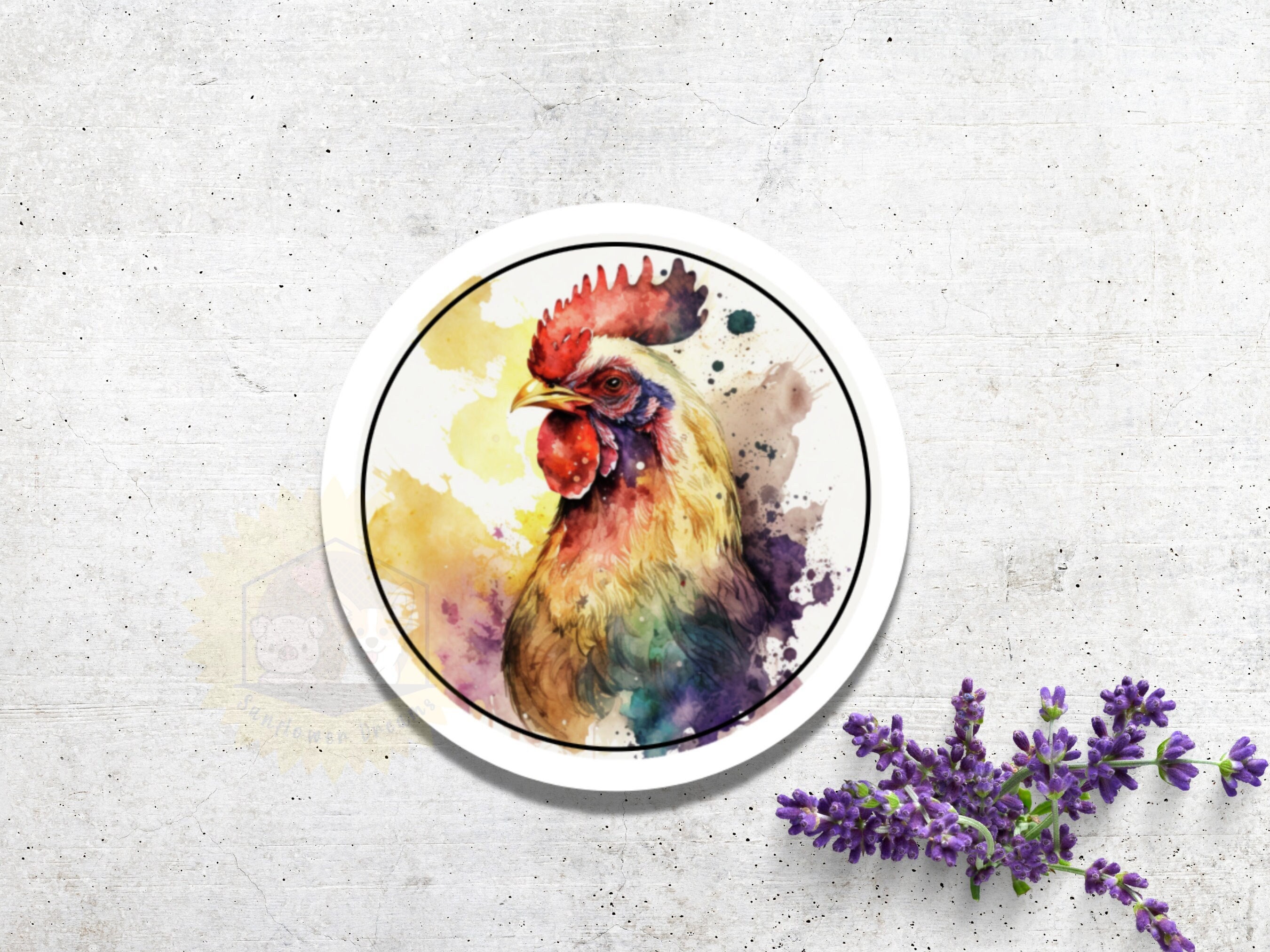 Watercolor Chickens & Roosters Stickers | Envelope Seals For Planners, Papercraft