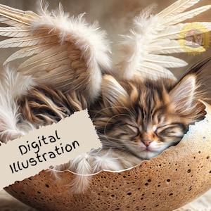 Adorable Cat Illustration, Maine Coon Digital Download, Maine Coon Png, Cat Card Image, Card Making, Cat Illustration, Nursery Decor